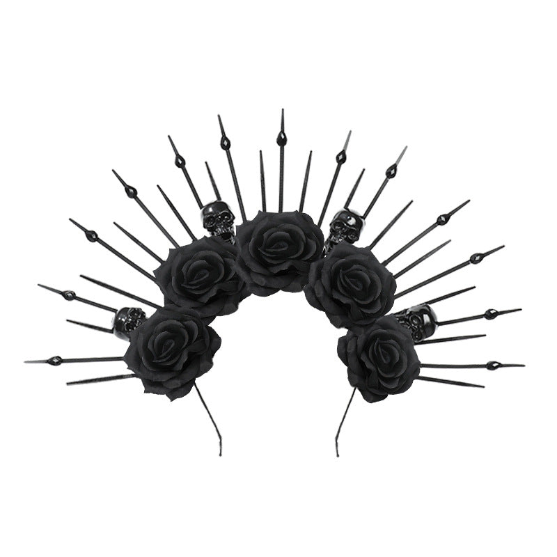 Skull with Rhinestones Headband Gothic Queen Headband Costume Cosplay Performance Props