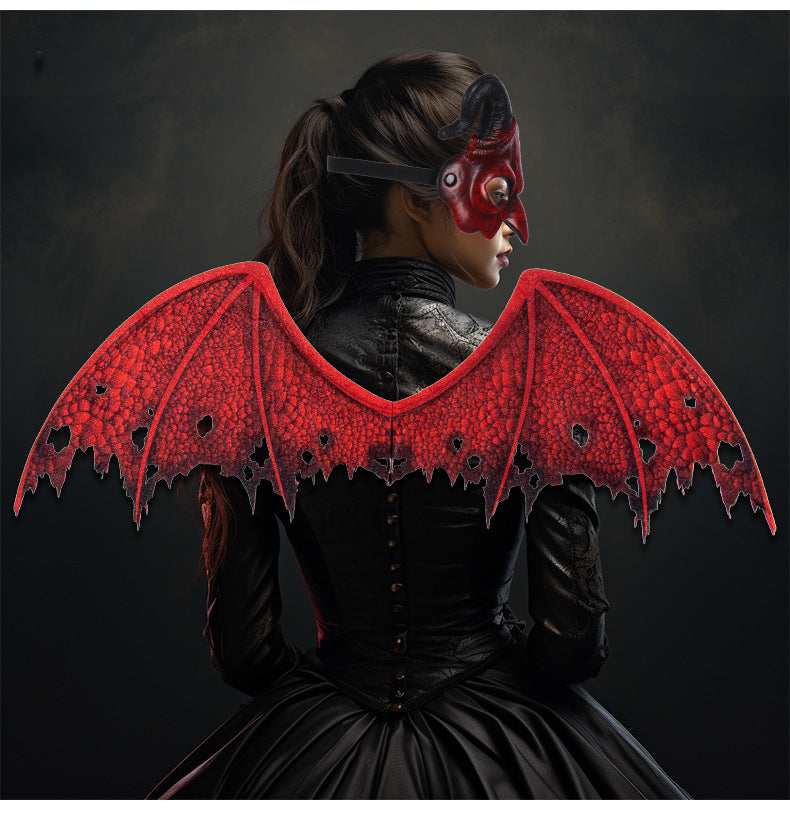 New Halloween Non-Woven Fabric Demon Wings Mask Set