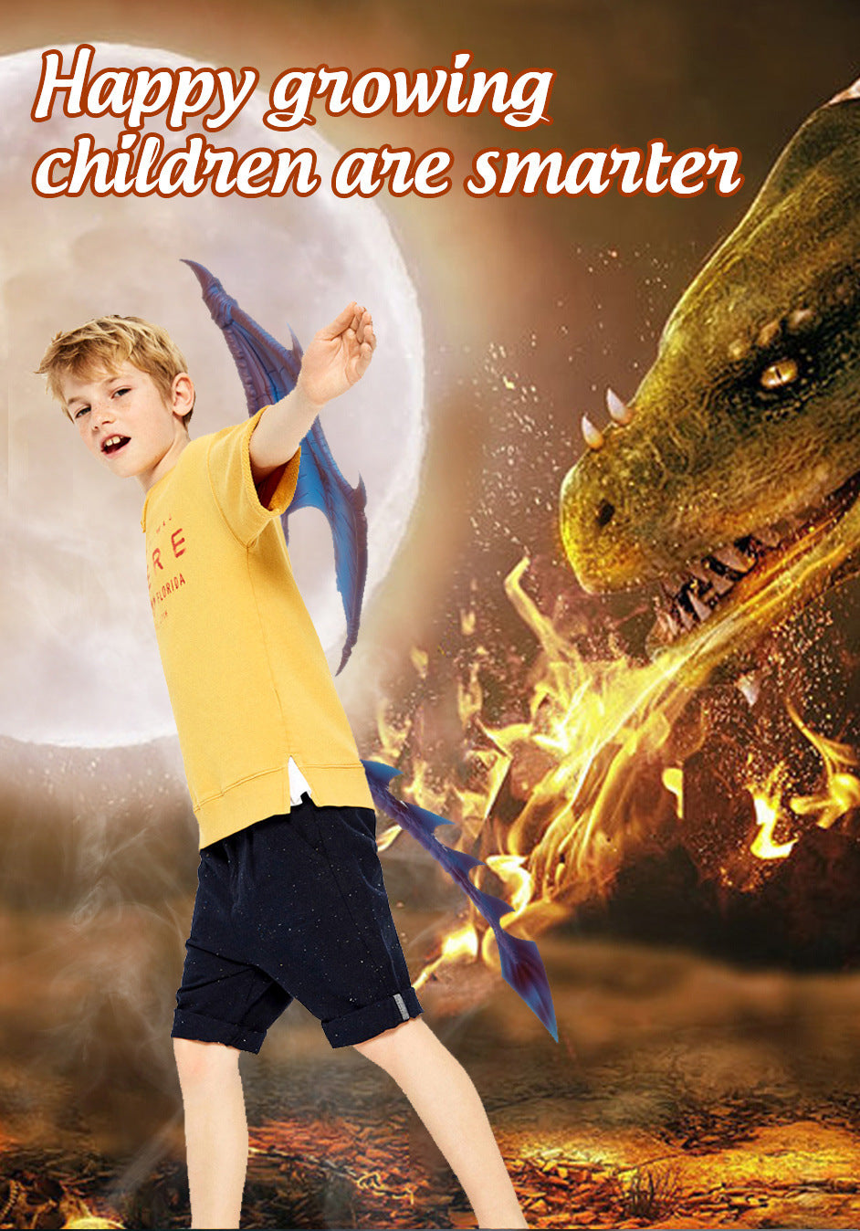 Halloween Children's Dragon Set Dragon Mask Wings Tail Three-Piece Set Cosplay Costume Props