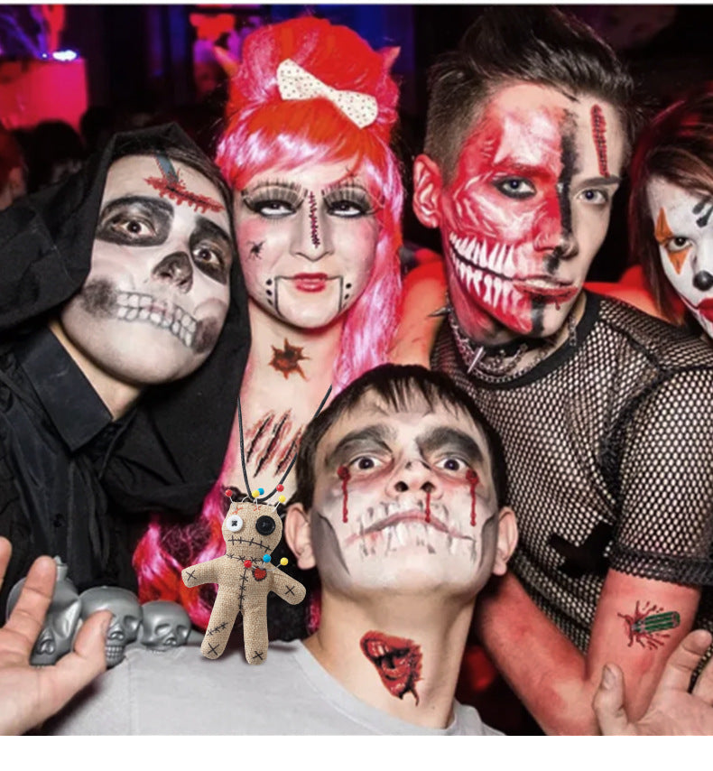 New Halloween WOODOO Doll Necklace Headband Costume Accessories