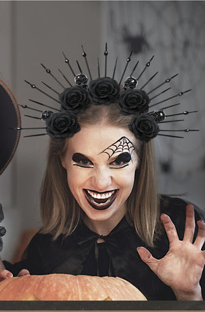 Skull with Rhinestones Headband Gothic Queen Headband Costume Cosplay Performance Props