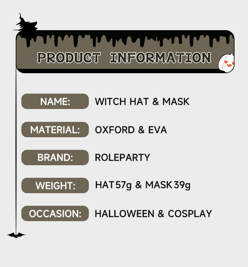 New Halloween Witch Wig Witch Hat Mask Set Carnival Masquerade Ball Cosplay Mask