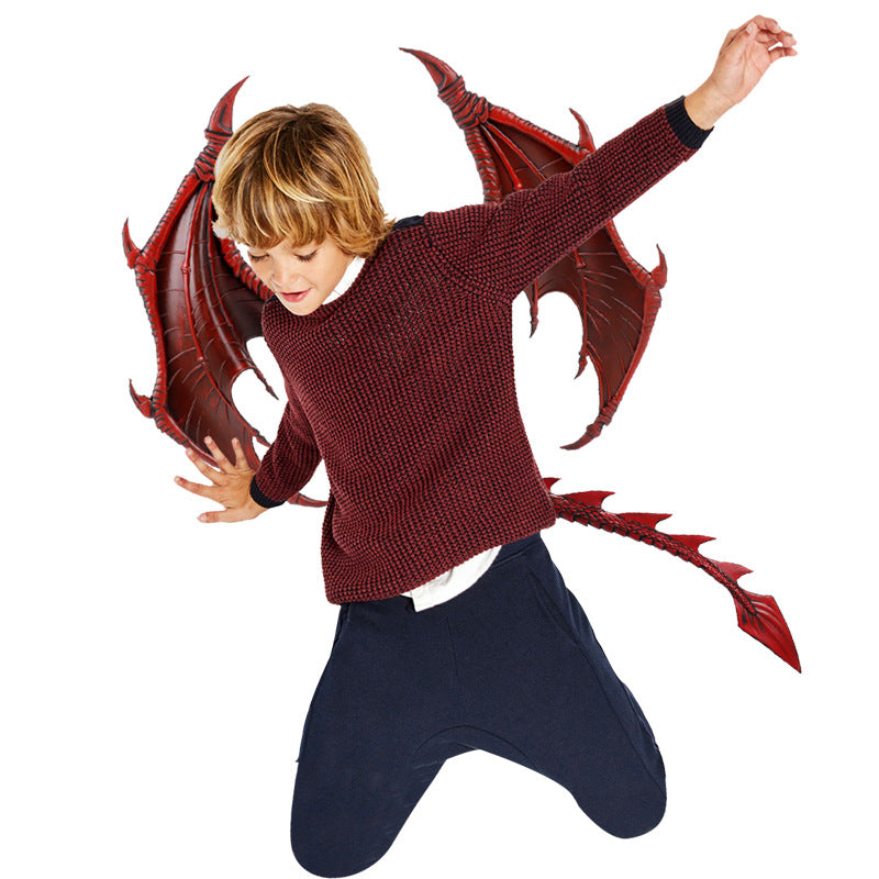 Halloween Children's Dragon Set Dragon Mask Wings Tail Three-Piece Set Cosplay Costume Props
