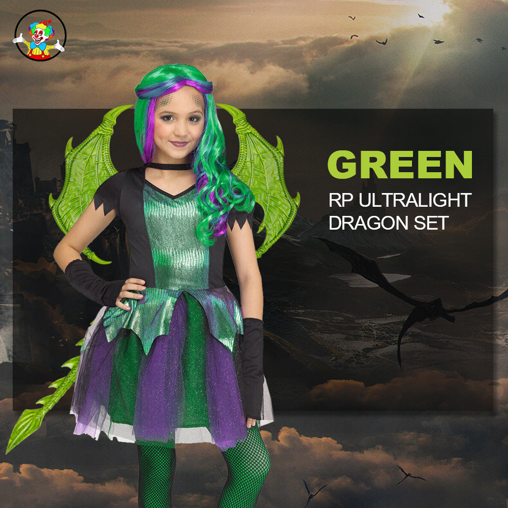 New Upgraded Ultra-Light Dragon Wings 3D Dragon Mask Halloween Children's Festival Party Costume Set Wholesale