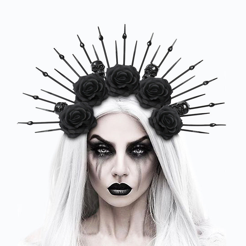 Skull with Rhinestones Headband Gothic Queen Headband Costume Cosplay Performance Props