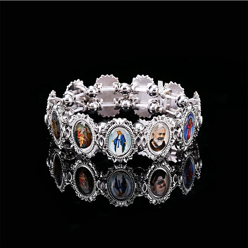 Catholic Rosary Bracelet – Jesus, Mary & Holy Angels | Elastic Alloy Religious Jewelry