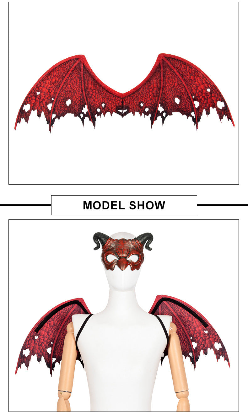 New Halloween Non-Woven Fabric Demon Wings Mask Set