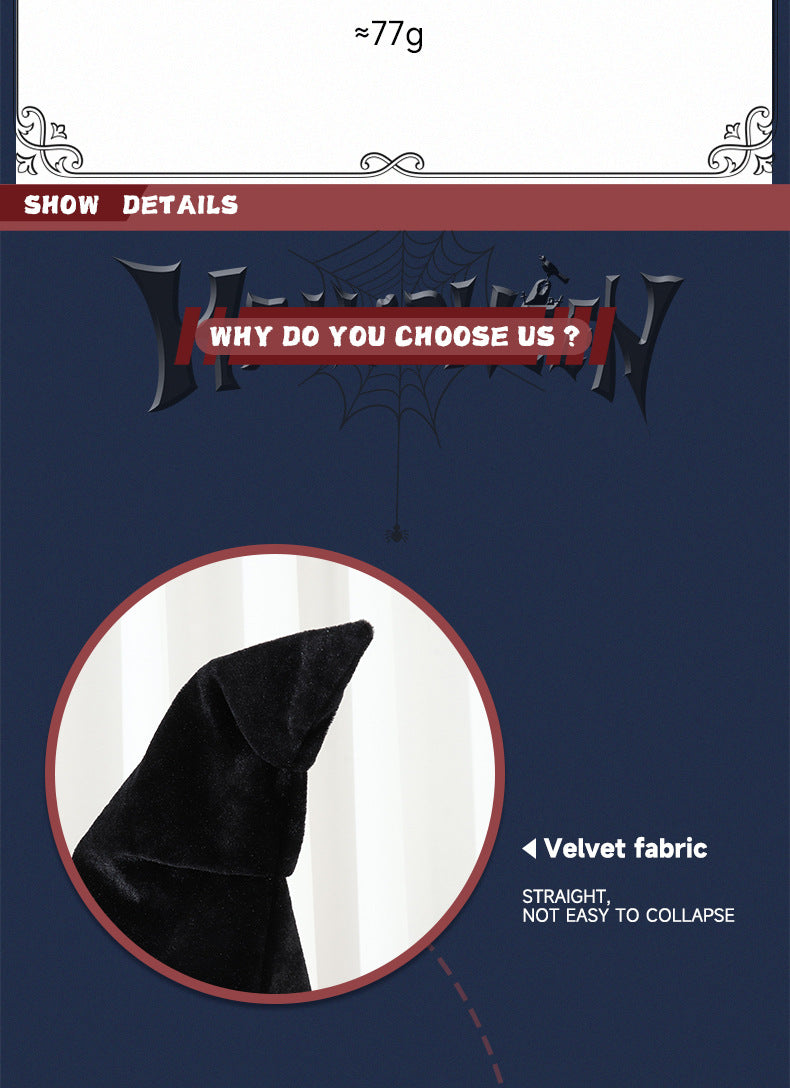 New Halloween Baroque Witch Hat Mesh Artificial Flower Costume Accessory Gothic Queen Prop Witch Hat