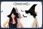 New Halloween Baroque Witch Hat Mesh Artificial Flower Costume Accessory Gothic Queen Prop Witch Hat