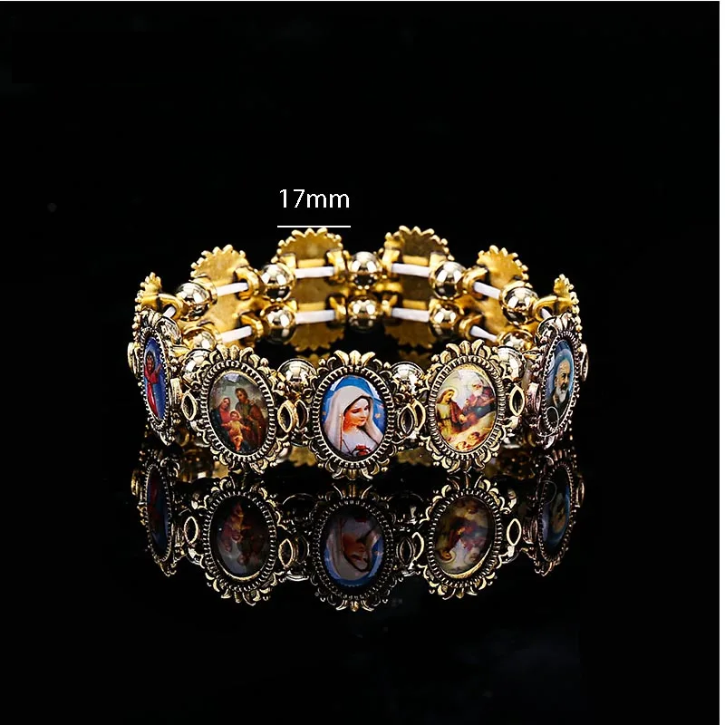 Catholic Rosary Bracelet – Jesus, Mary & Holy Angels | Elastic Alloy Religious Jewelry