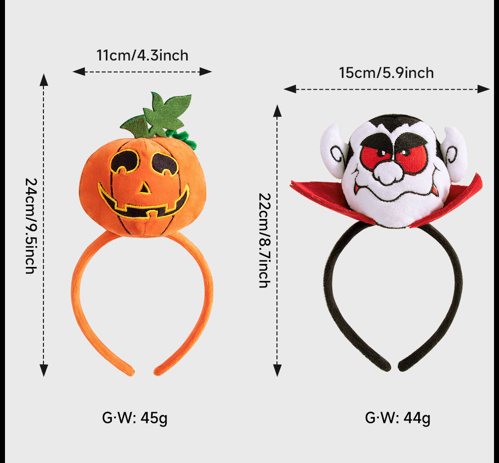 New Halloween Cotton-Filled Pumpkin Spider Bat Headband Party Dance Festival Hair Accessories Props