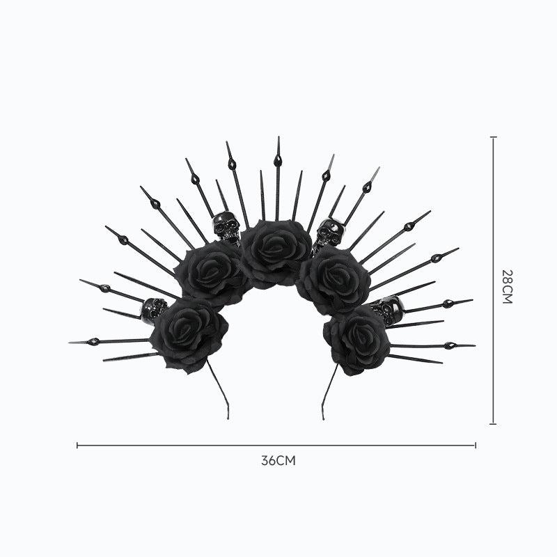 Skull with Rhinestones Headband Gothic Queen Headband Costume Cosplay Performance Props