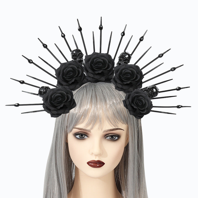 Skull with Rhinestones Headband Gothic Queen Headband Costume Cosplay Performance Props