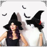 New Halloween Baroque Witch Hat Mesh Artificial Flower Costume Accessory Gothic Queen Prop Witch Hat