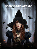New Halloween Baroque Witch Hat Mesh Artificial Flower Costume Accessory Gothic Queen Prop Witch Hat