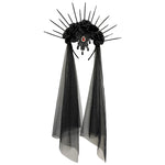 Halloween Wedding Dress Veil Headband Gothic Crown Mesh Black Rose Retro European and American Dress