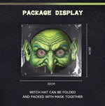 New Halloween Witch Wig Witch Hat Mask Set Carnival Masquerade Ball Cosplay Mask