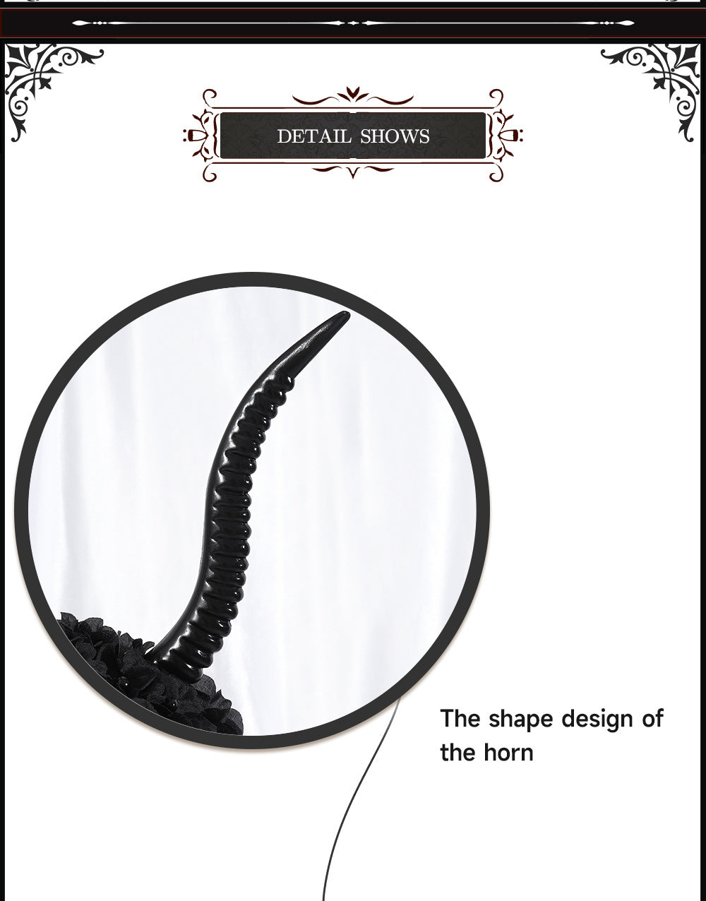 Halloween Gothic Queen Dark Horn Mesh Headband Party Ball Performance Costume Festival Hair Accessory Prop