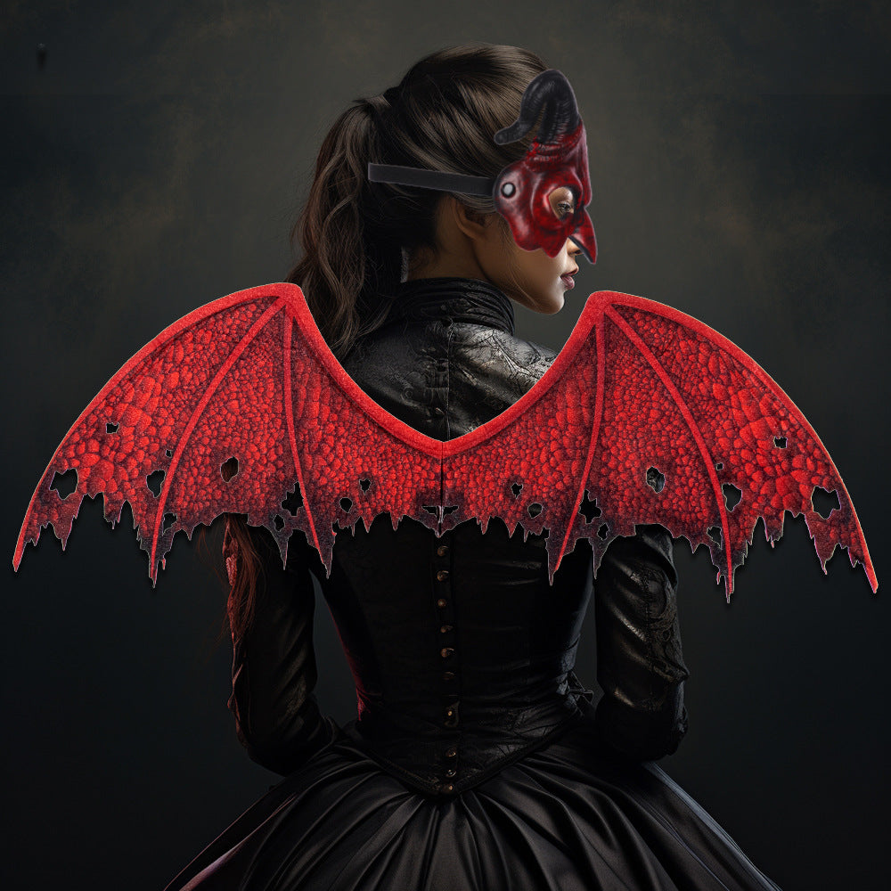 New Halloween Non-Woven Fabric Demon Wings Mask Set