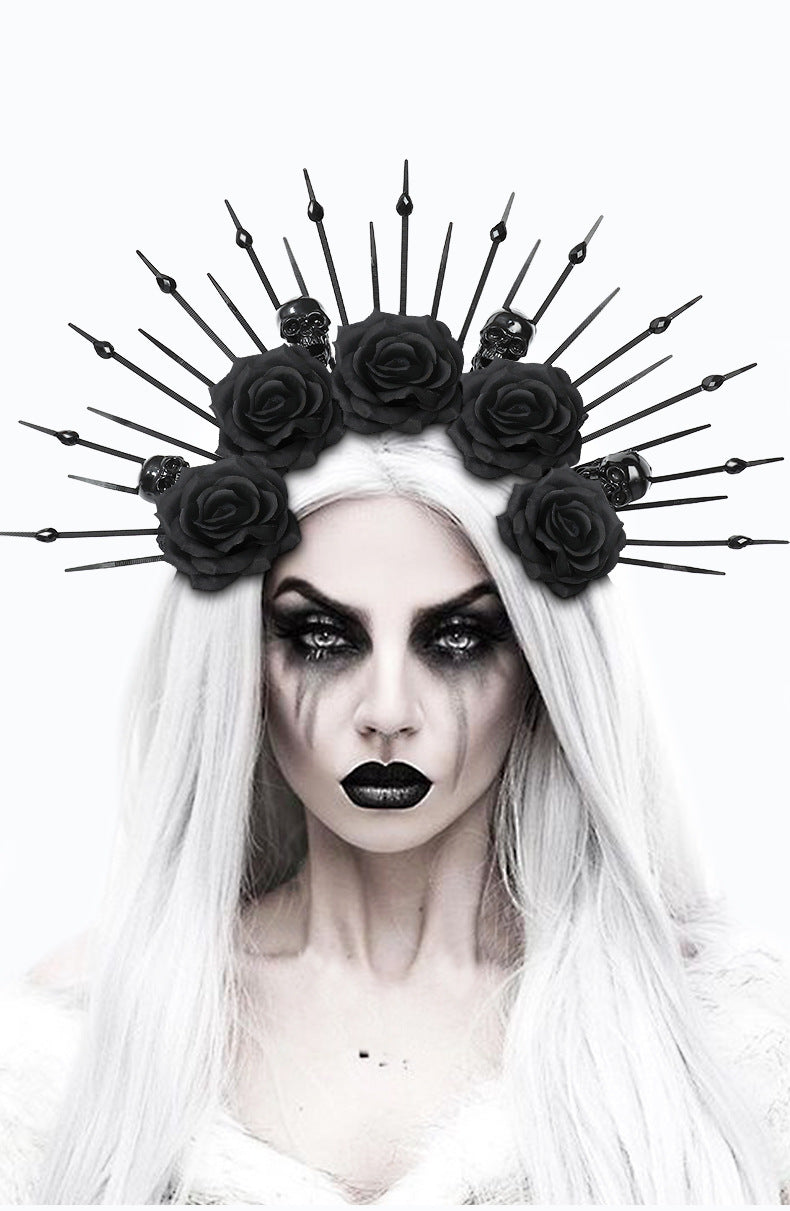 Skull with Rhinestones Headband Gothic Queen Headband Costume Cosplay Performance Props