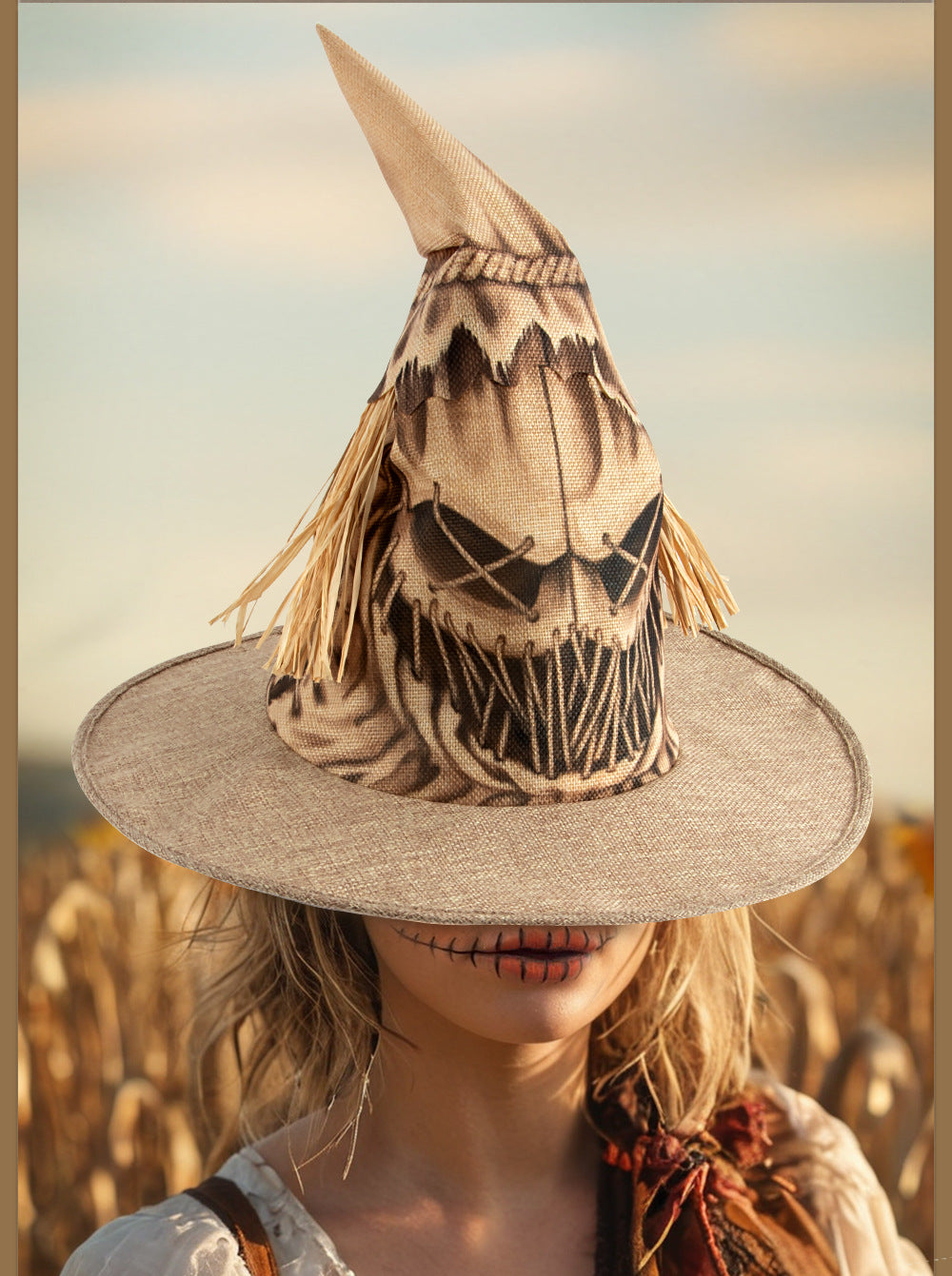New Halloween Party Costume Scarecrow Witch Hat Cosplay