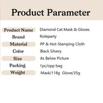 New Halloween Diamond Cat Mask and Gloves Set Diamond-Studded Sexy Cat Girl Costume Party Props