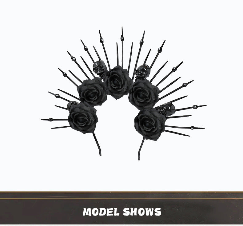 Skull with Rhinestones Headband Gothic Queen Headband Costume Cosplay Performance Props
