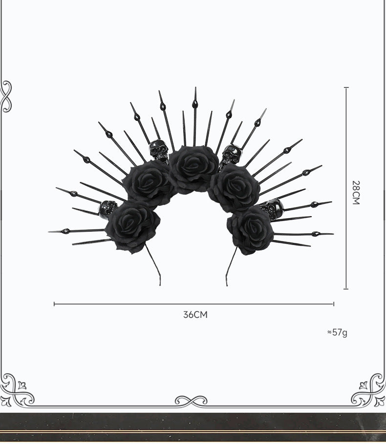 Skull with Rhinestones Headband Gothic Queen Headband Costume Cosplay Performance Props