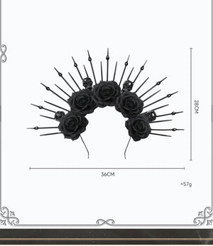 Skull with Rhinestones Headband Gothic Queen Headband Costume Cosplay Performance Props