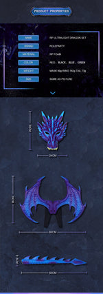 New Upgraded Ultra-Light Dragon Wings 3D Dragon Mask Halloween Children's Festival Party Costume Set Wholesale