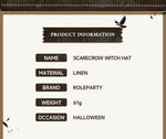 New Halloween Party Costume Scarecrow Witch Hat Cosplay