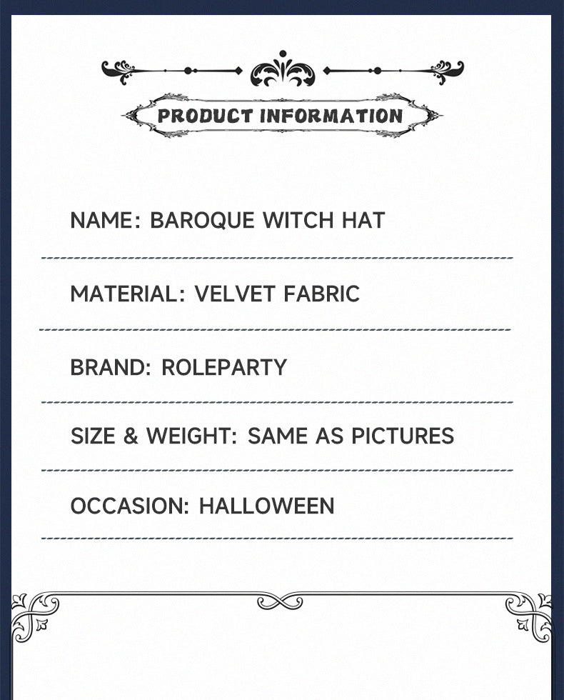 New Halloween Baroque Witch Hat Mesh Artificial Flower Costume Accessory Gothic Queen Prop Witch Hat