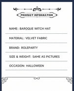 New Halloween Baroque Witch Hat Mesh Artificial Flower Costume Accessory Gothic Queen Prop Witch Hat