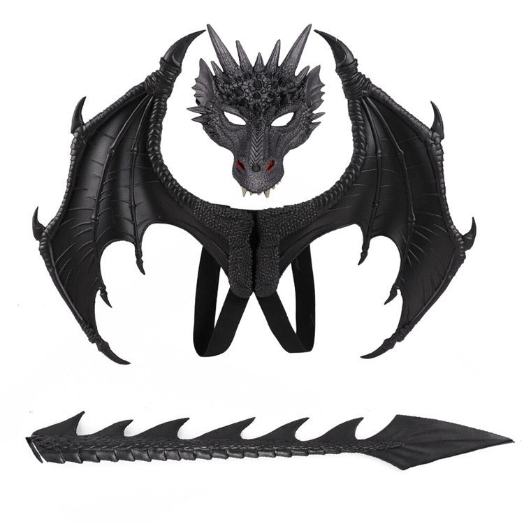Halloween Children's Dragon Set Dragon Mask Wings Tail Three-Piece Set Cosplay Costume Props