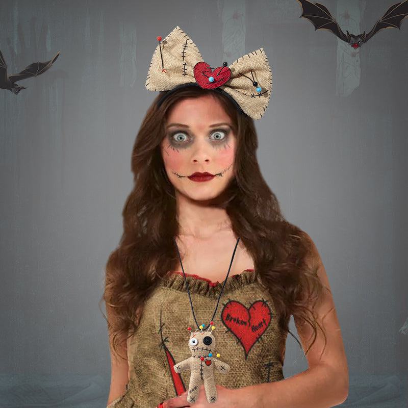 New Halloween WOODOO Doll Necklace Headband Costume Accessories