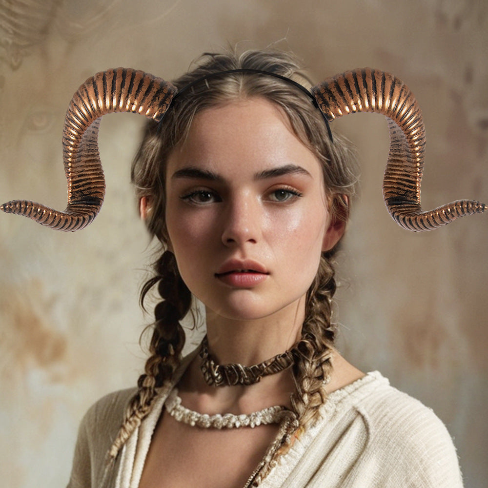 Halloween Party DIY Detachable Props RP Curved Sheep Horn Headband Festival Party Performance Headband