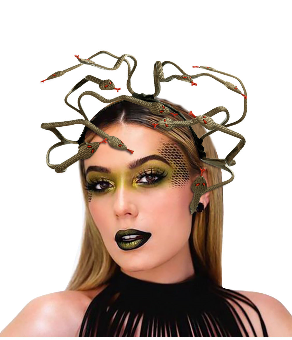 Halloween Mardi Gras Carnival Stage Props Headwear Medusa Snake Cosplay Headband