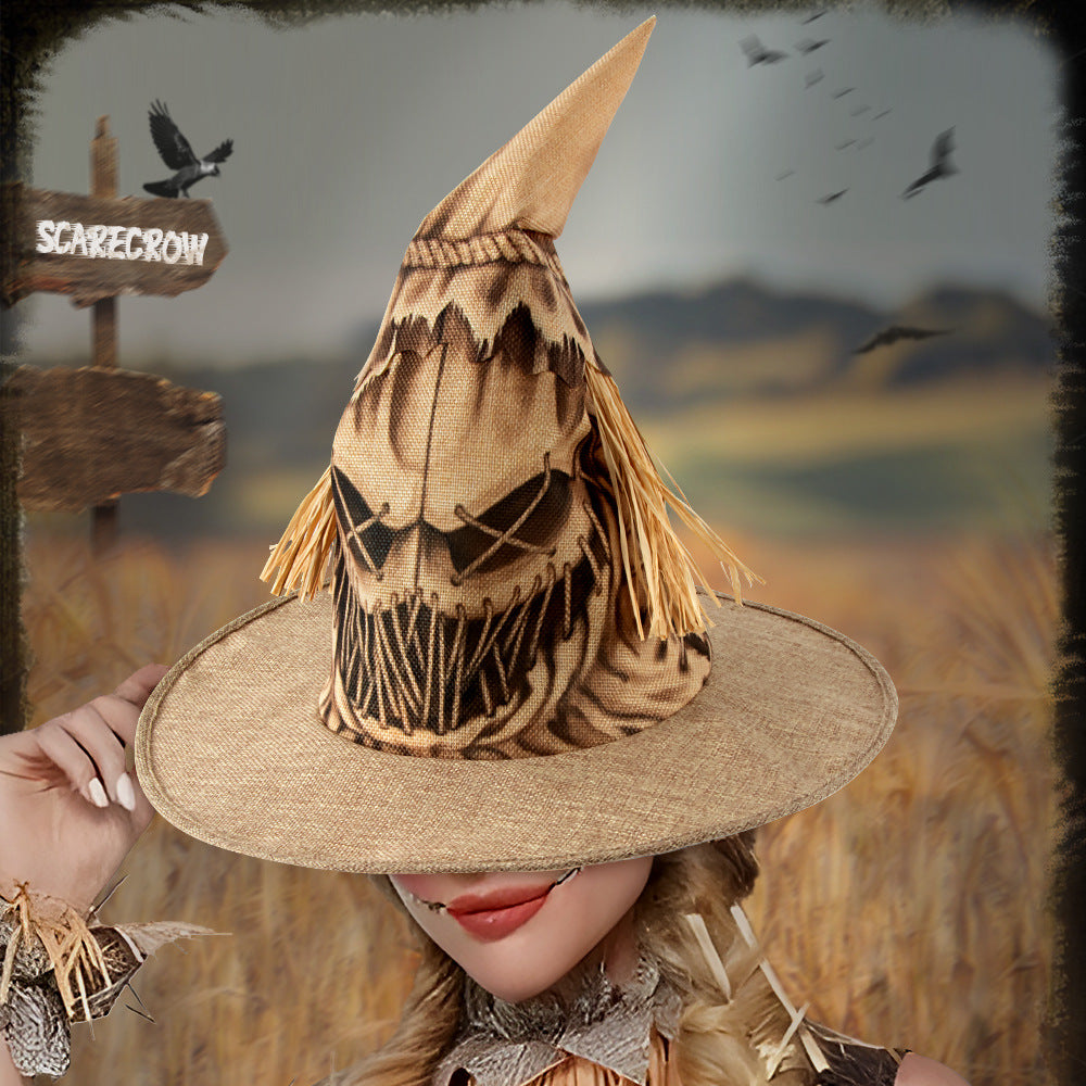 New Halloween Party Costume Scarecrow Witch Hat Cosplay