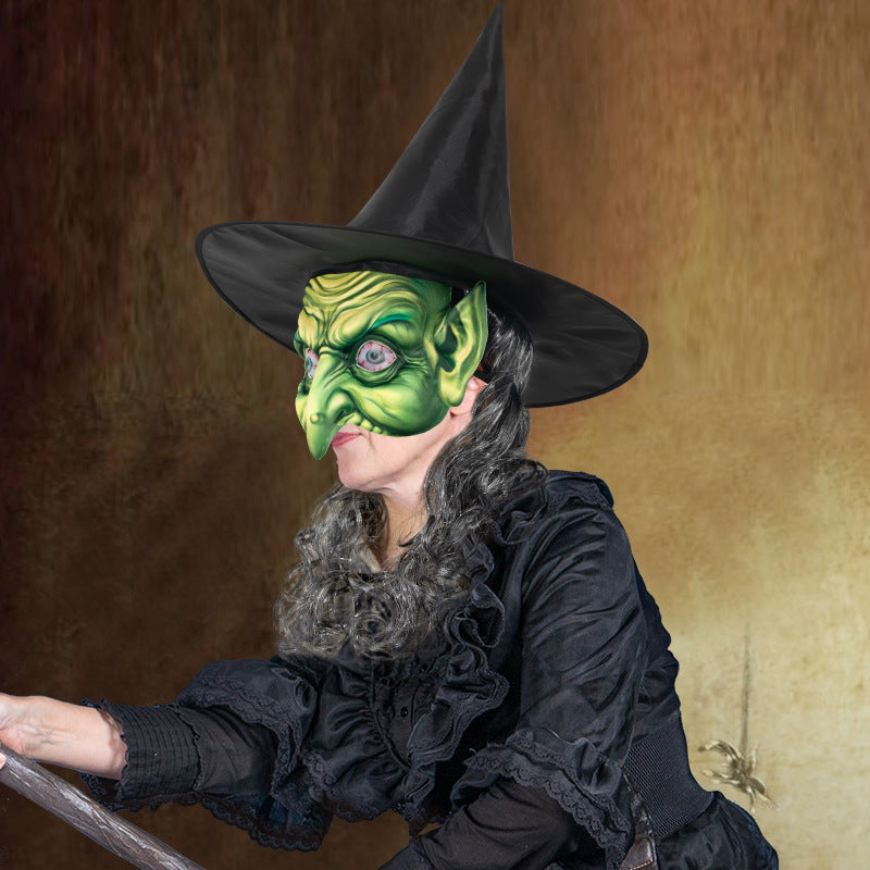 New Halloween Witch Wig Witch Hat Mask Set Carnival Masquerade Ball Cosplay Mask