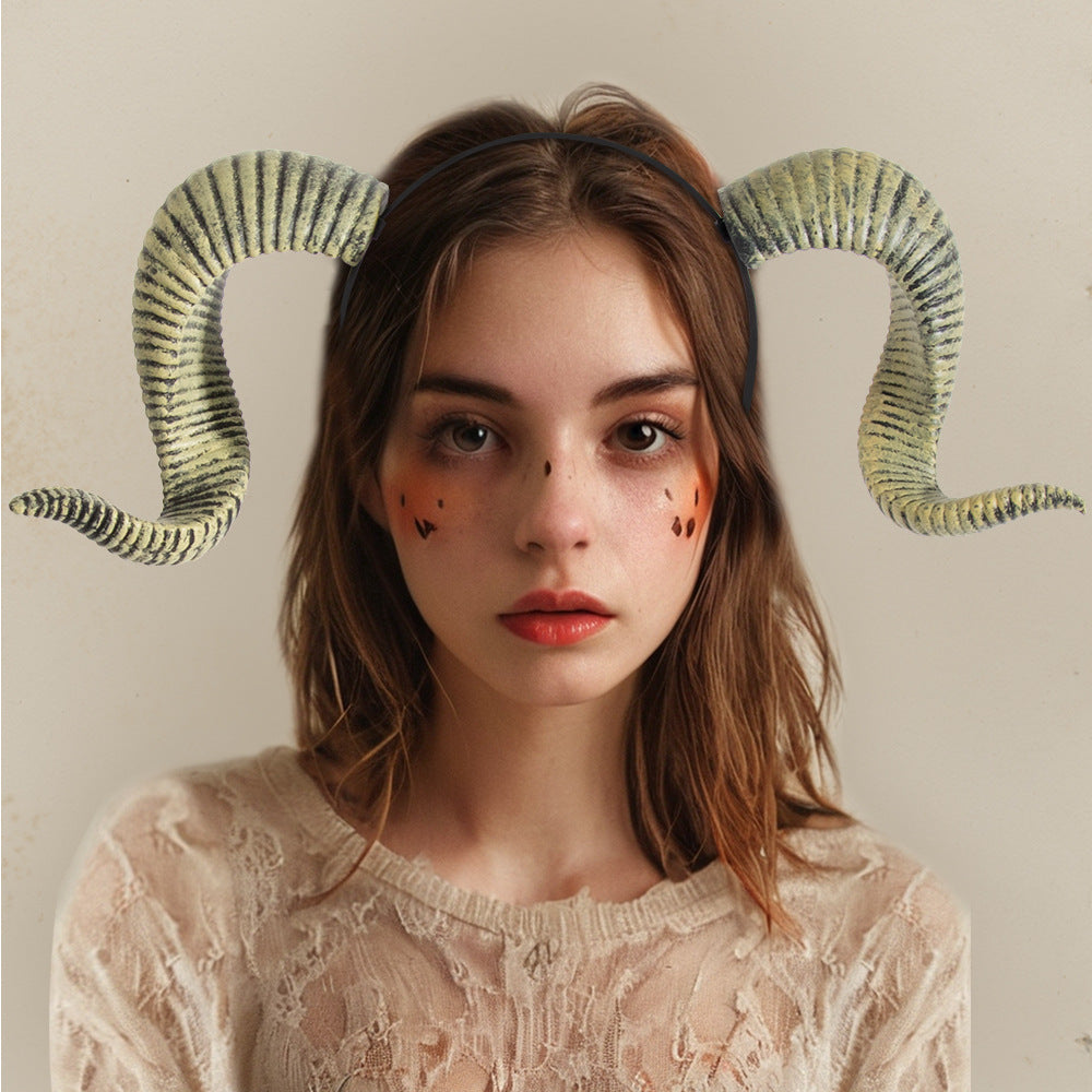 Halloween Party DIY Detachable Props RP Curved Sheep Horn Headband Festival Party Performance Headband