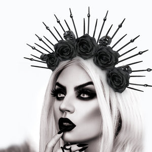 Skull with Rhinestones Headband Gothic Queen Headband Costume Cosplay Performance Props