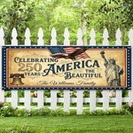 America 250th Anniversary Banner, Patriotic Custom Family Name Outdoor Decor