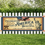 America 250th Anniversary Banner, Patriotic Custom Family Name Outdoor Decor