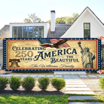 America 250th Anniversary Banner, Patriotic Custom Family Name Outdoor Decor