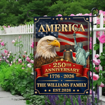 America 250th Anniversary Garden Flag, Patriotic Eagle Outdoor Yard Decor, 1776-2026 USA Birthday Banner, 4th of July Porch Gift