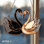 Black and White Swan Suncatcher, Valentine Day Gifts, Lovers Window Hanging, Romantic Swan Decor, Anniversary Gift, Couple Sun Catcher