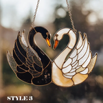 Black and White Swan Suncatcher, Valentine Day Gifts, Lovers Window Hanging, Romantic Swan Decor, Anniversary Gift, Couple Sun Catcher
