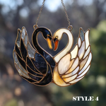 Black and White Swan Suncatcher, Valentine Day Gifts, Lovers Window Hanging, Romantic Swan Decor, Anniversary Gift, Couple Sun Catcher