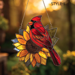 Cardinal and Sunflower Acrylic Suncatcher Bird Lover Decor
