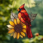 Cardinal and Sunflower Acrylic Suncatcher Bird Lover Decor